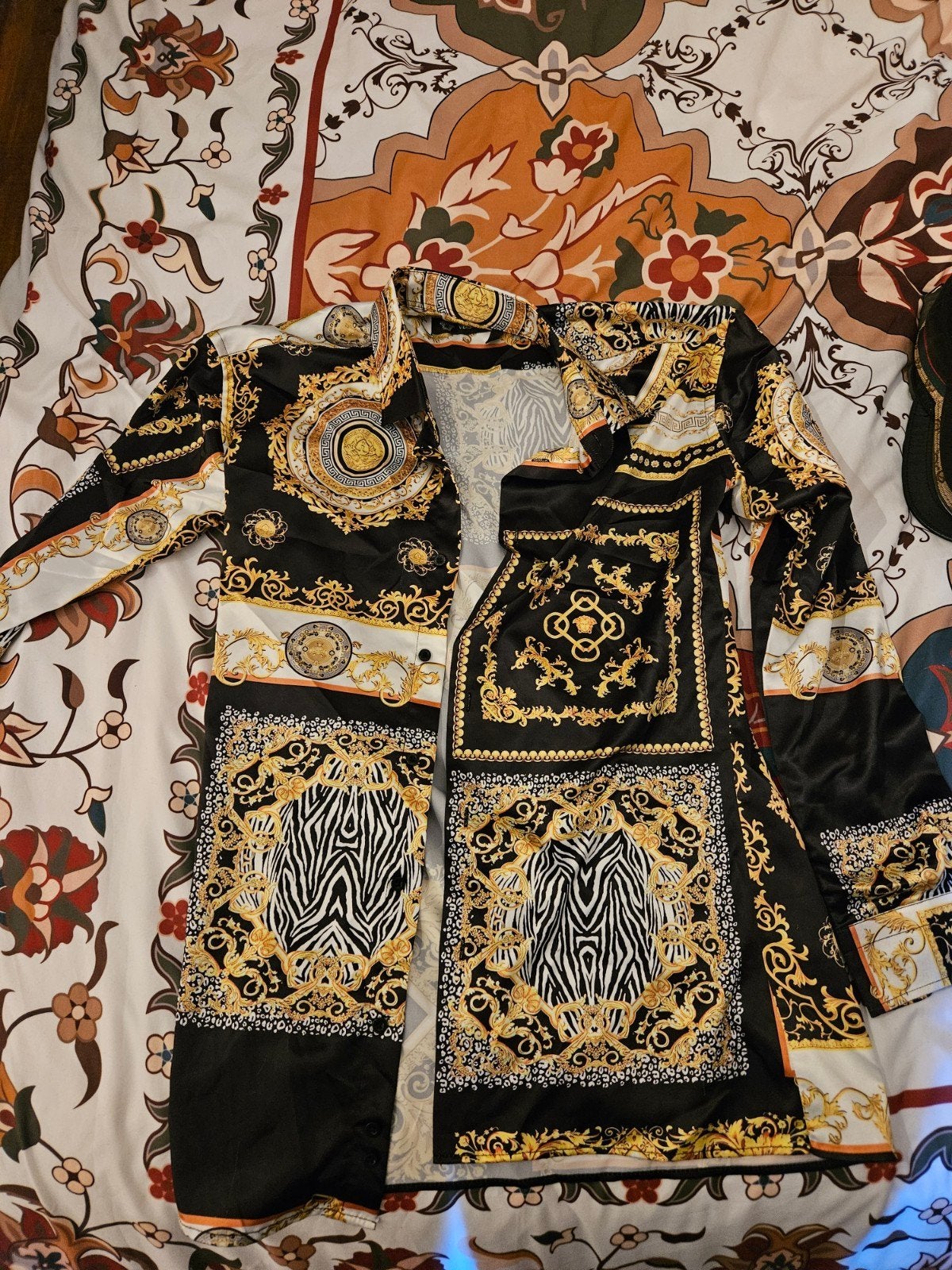 Versace overhemd maat M, valt strak, Meerkleurig, Gedragen, Versace, Halswijdte 39/40 (M)