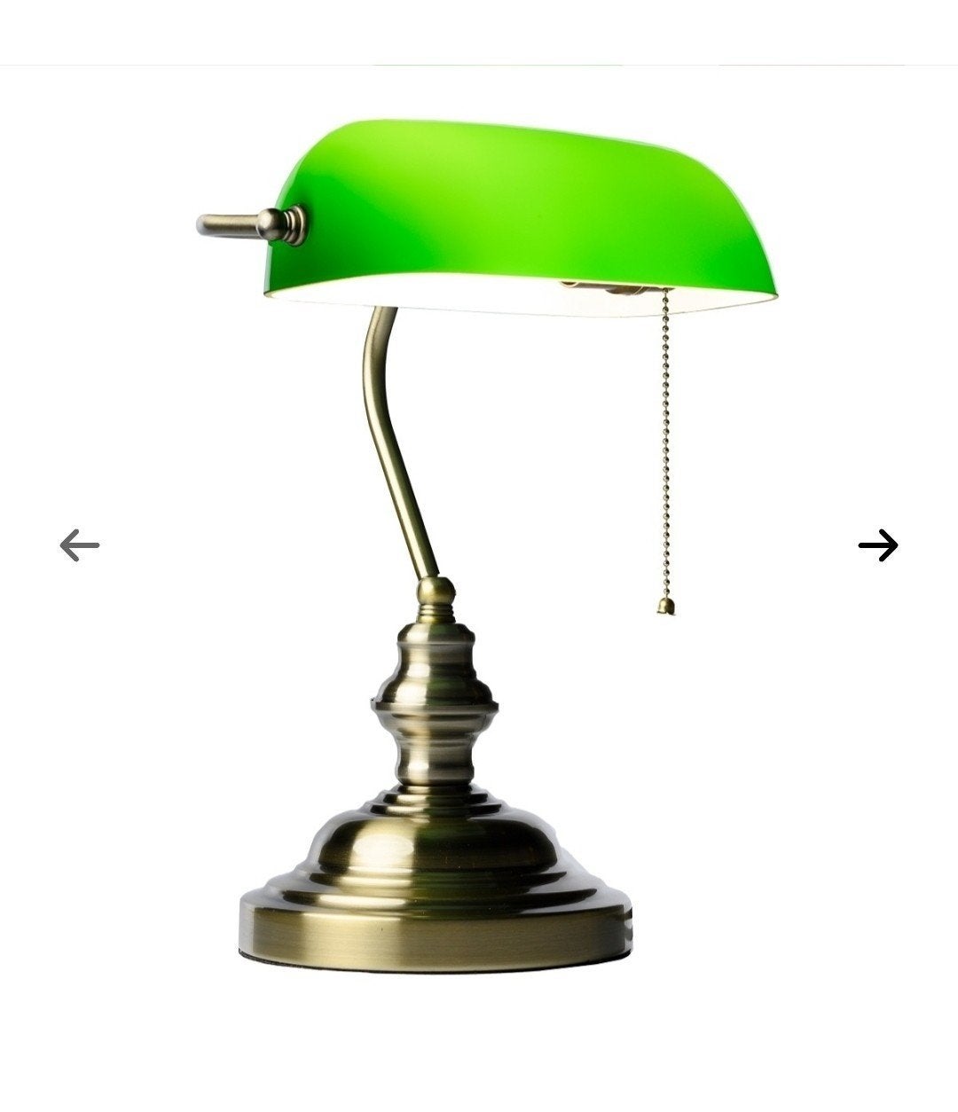 Klassieke Bankierslamp met Groene Kap - Vintage Stijl, Ophalen, Groen, Met schakelaar, E27 (groot)