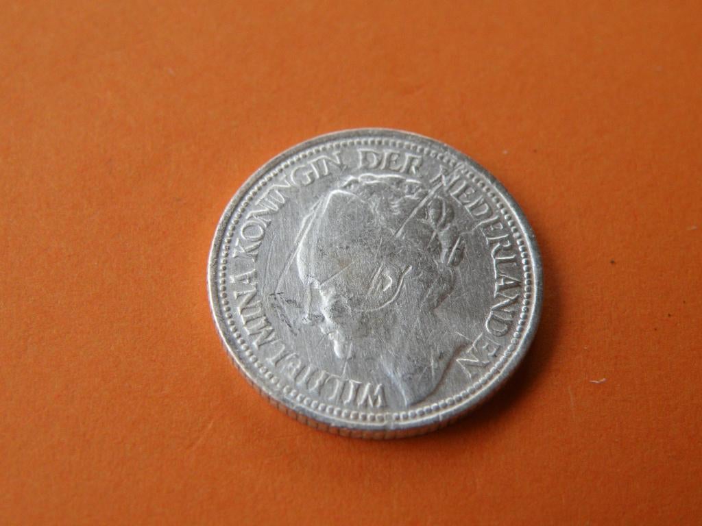 Curaçao 1/4 gulden zilver 1947, Verzenden, Koningin Wilhelmina, 25 cent, Zilver