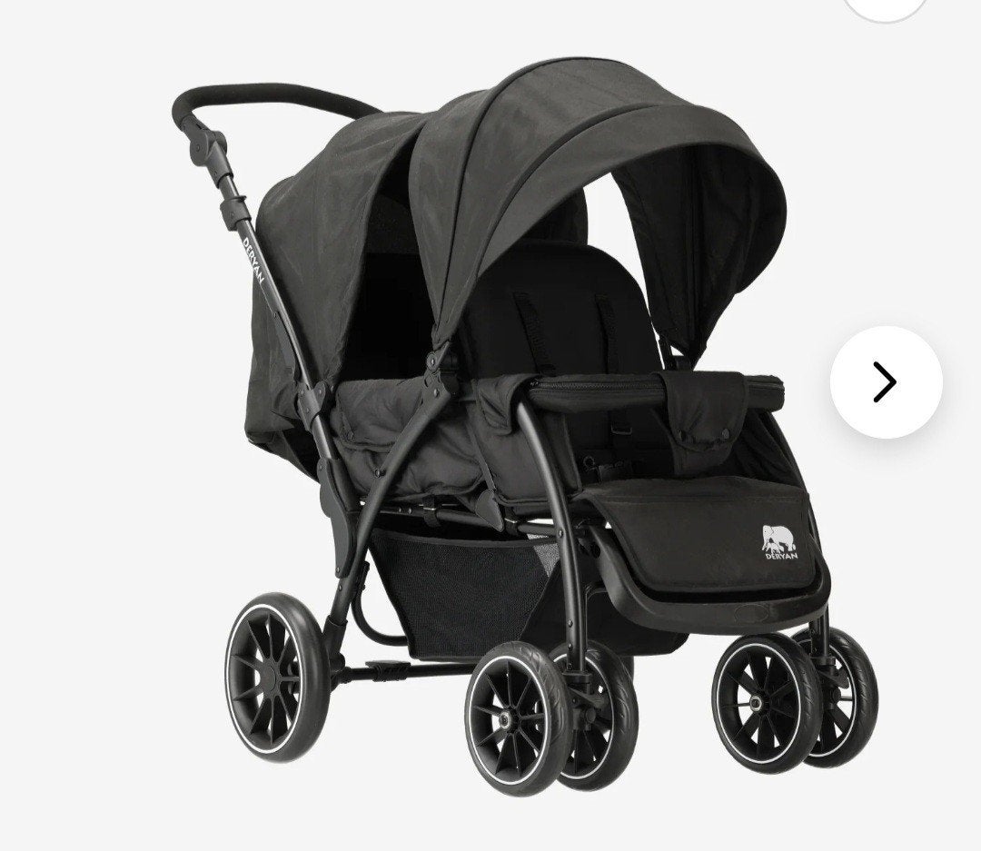 DERYAN Duowagen: Compacte en comfortabele kinderwagen, Kinderen en Baby's, Kinderwagens en Combinaties, Gebruikt, Verstelbare duwstang