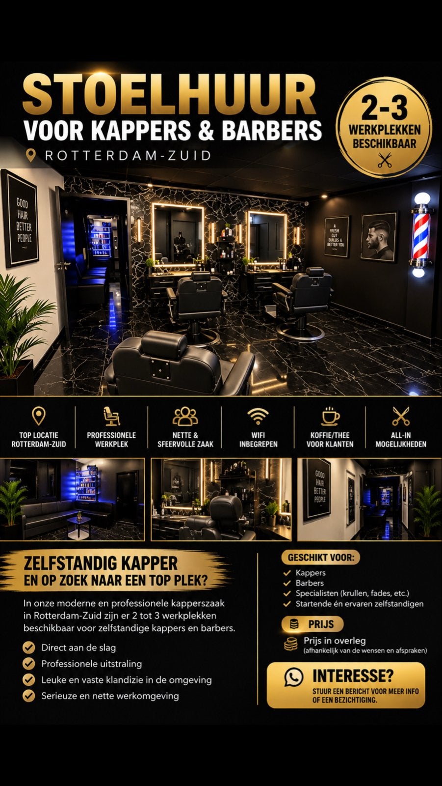 Stoelhuur voor kappers & barbers – Rotterdam-Zui