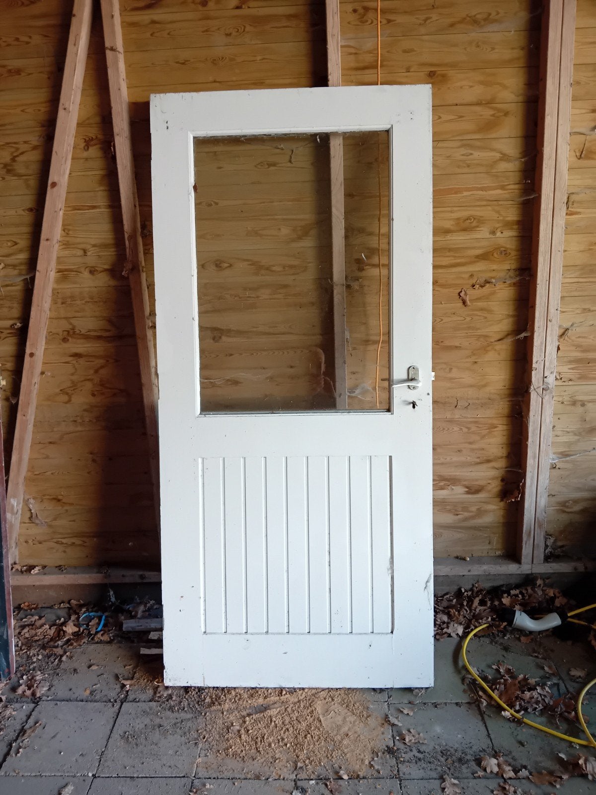 Witte houten buitendeur, Ophalen, Gebruikt, 80 tot 100 cm, Buitendeur
