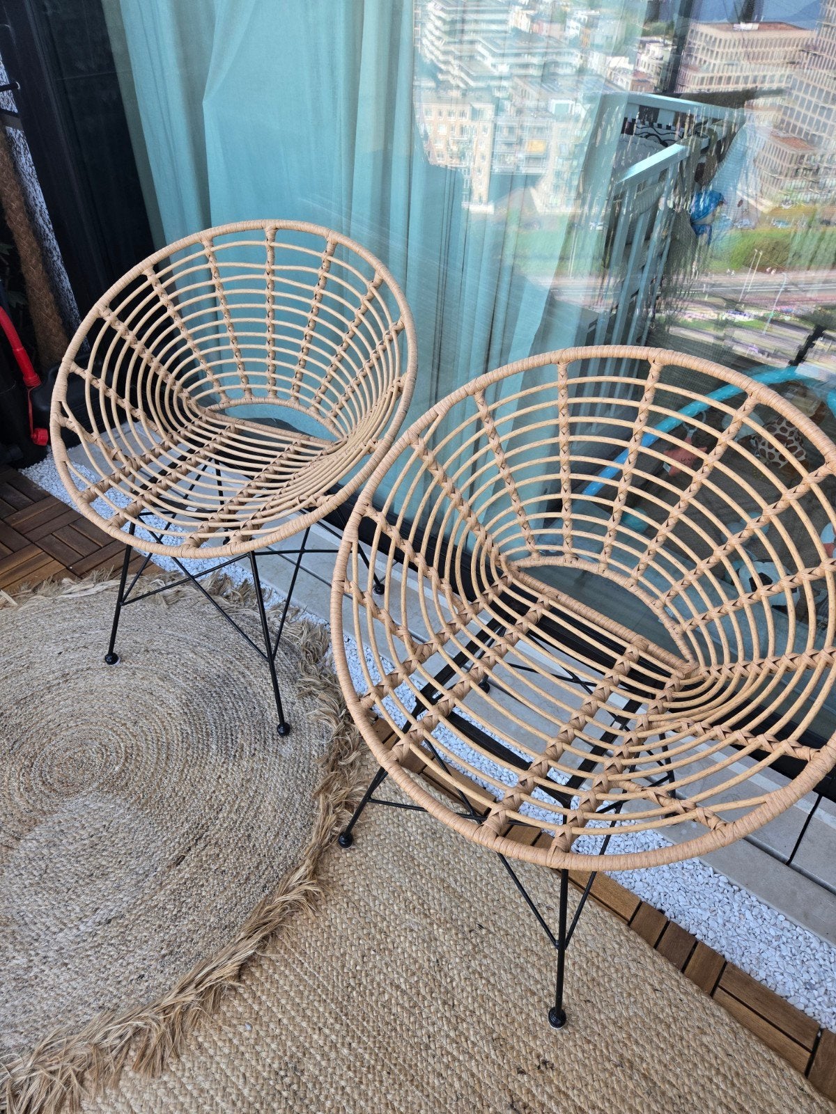 Twee rotan stoelen voor buiten of binnen, Ophalen, Bohemian, Modern, Natuurlijk, Twee, Overige kleuren