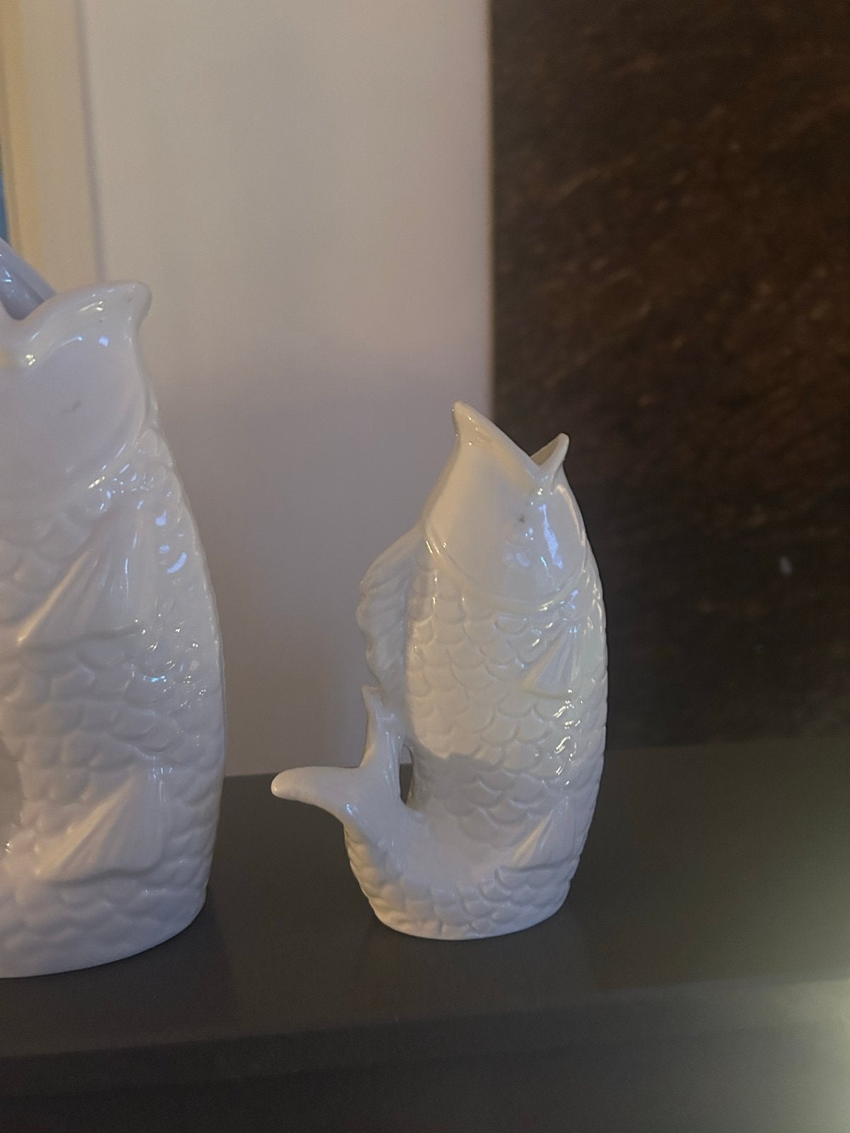 Set van 3 witte vissen karaffen/vazen, Antiek en Kunst, Ophalen of Verzenden