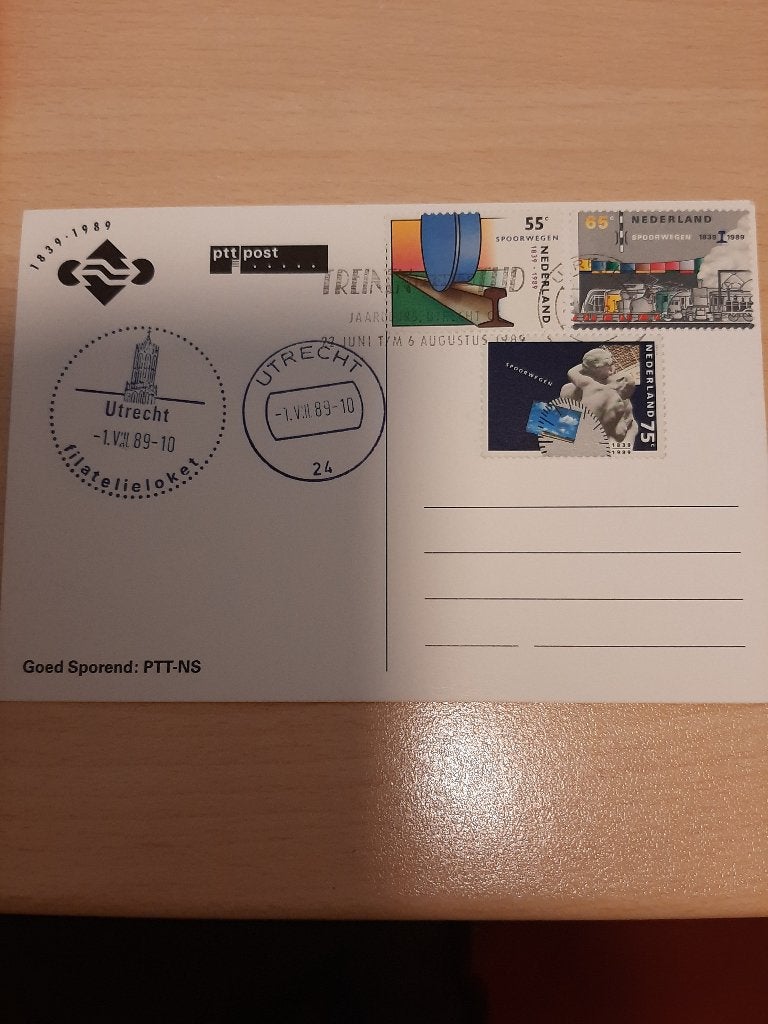 Spoorwegen Treinen door de tijd, Posttrein, Domtoren Utrecht, Verzenden, Briefkaart