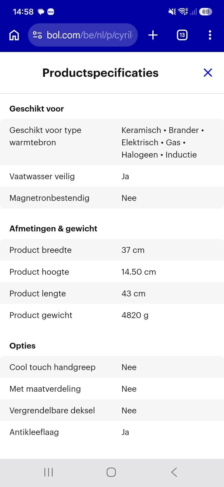Gietijzeren wokpan, Ophalen, Gietijzer, Zo goed als nieuw, Met deksel