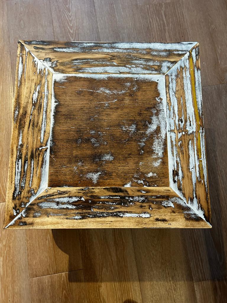 Opium salontafel met verweerde look 50 cm, Huis en Inrichting, Tafels | Salontafels, Ophalen, Gebruikt, 100 tot 150 cm, Vierkant