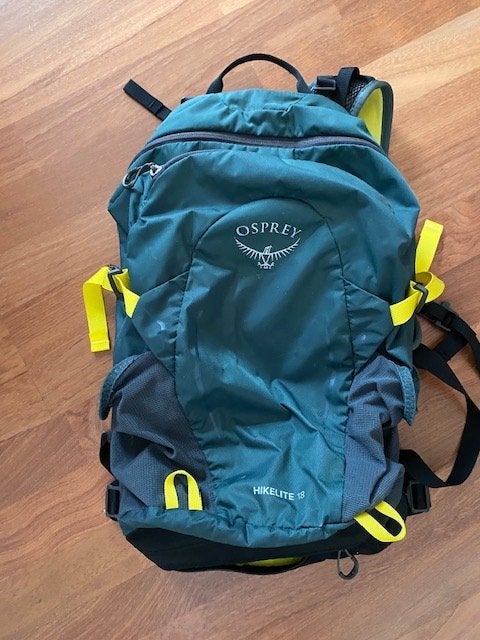 Blauw/gele Hikelite 18 liter wandeldagrugzak merk Osprey, Ophalen, Gebruikt, Rugzak