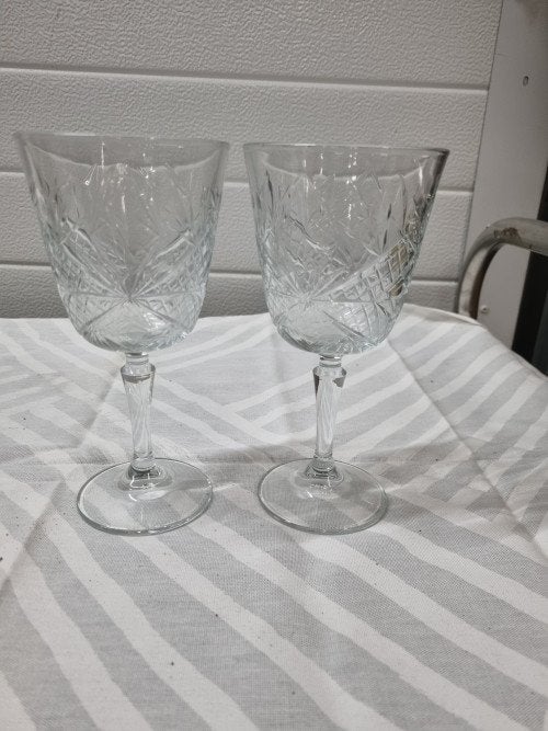 wijnglazen bewerkt vintage 2 stuks, Ophalen of Verzenden, 'T Olde Gre-j, Info@toldegrej.nl, Endepoelstraat 20f Didam