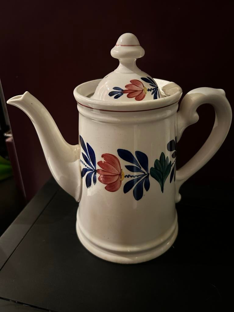 Zeldzame Boerenbont koffiepot Societe Ceramique 4 ringen, Ophalen of Verzenden