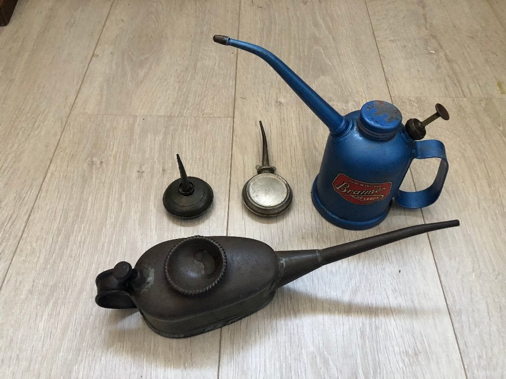Set van 4 vintage oliekannen/olieflesje, Ophalen of Verzenden