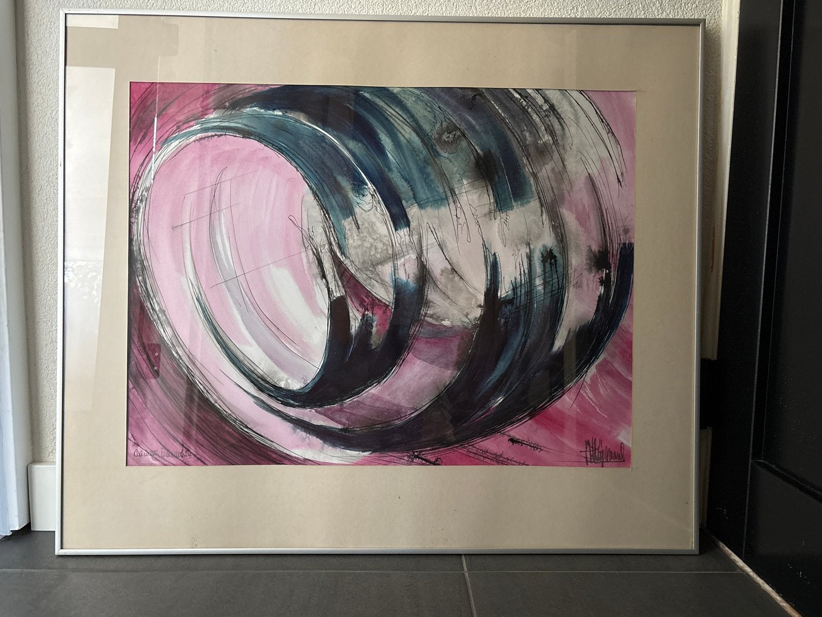 Abstracte aquarel in lijst - Levendige kleuren, Ophalen