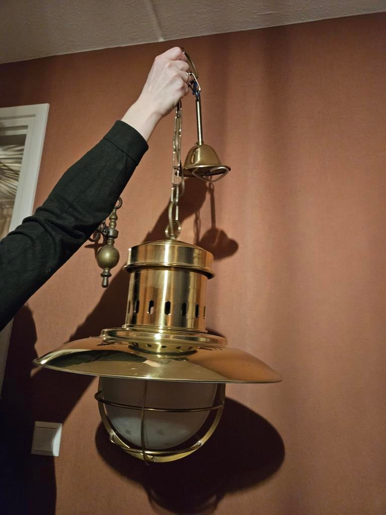 Messing Hanglamp (2x) - Maritieme Stijl, Antiek en Kunst, Antiek | Lampen, Ophalen