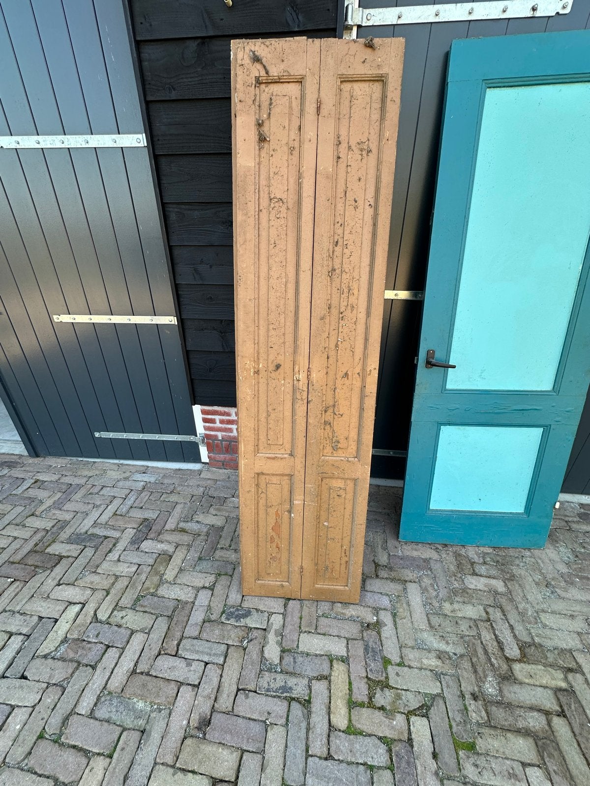 Set van 3 vintage houten luiken, Ophalen, Gebruikt, Minder dan 80 cm, 215 cm of meer