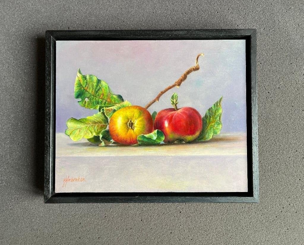 Schilderij stilleven appels op tafel. Hans Habraken., Antiek en Kunst, Kunst | Schilderijen | Klassiek, Ophalen of Verzenden