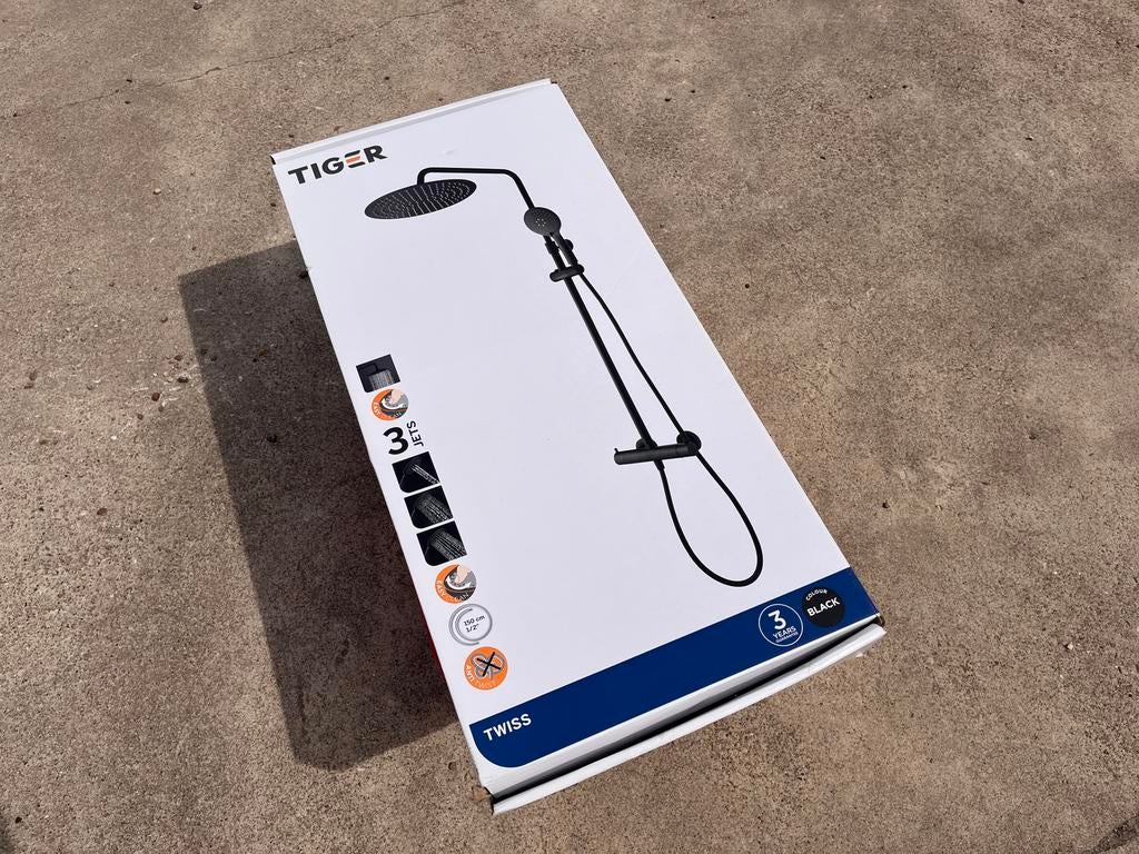 Tiger Twiss doucheset zwart douche set thermostaatkraan, Ophalen of Verzenden, Zo goed als nieuw, Douche