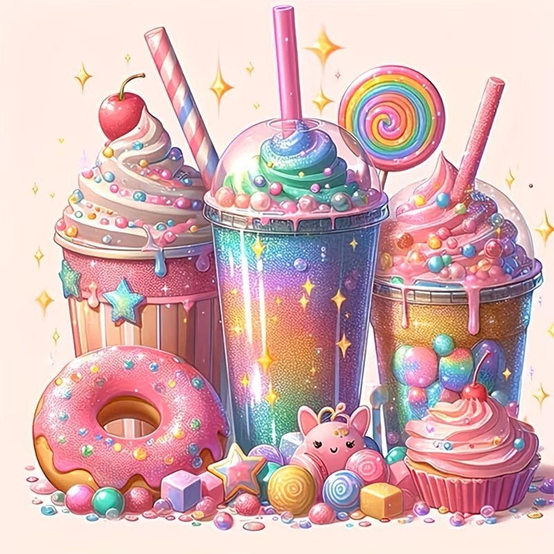 20x20cm Diamond Painting sorbets (rond) nr 543, Verzenden, Overige thema's, Nieuw, Overige materialen