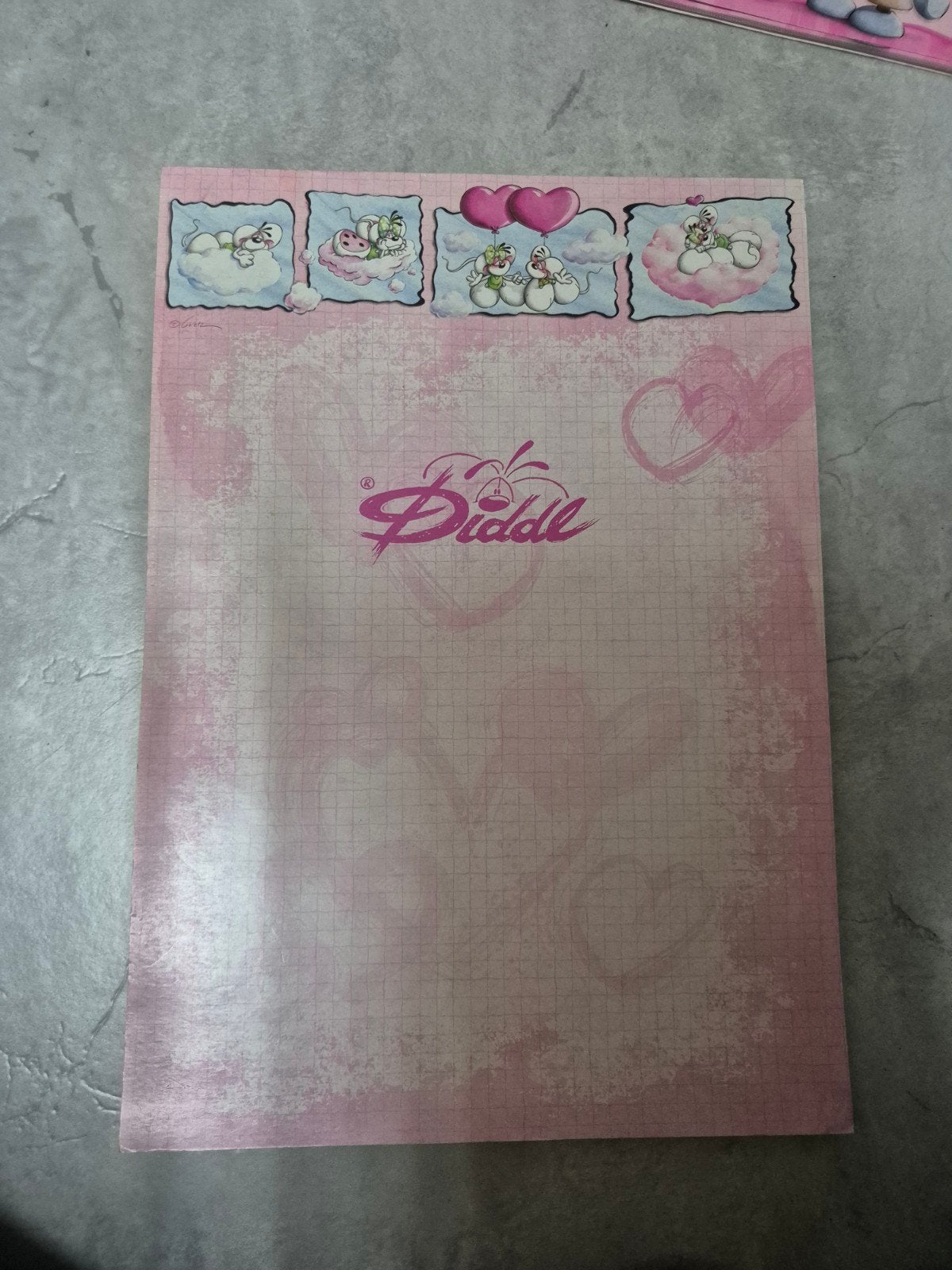 Diddl Schrijfblok - Roze met Hartjes en Diddl Figuren, Verzamelen, Diddl, Ophalen of Verzenden