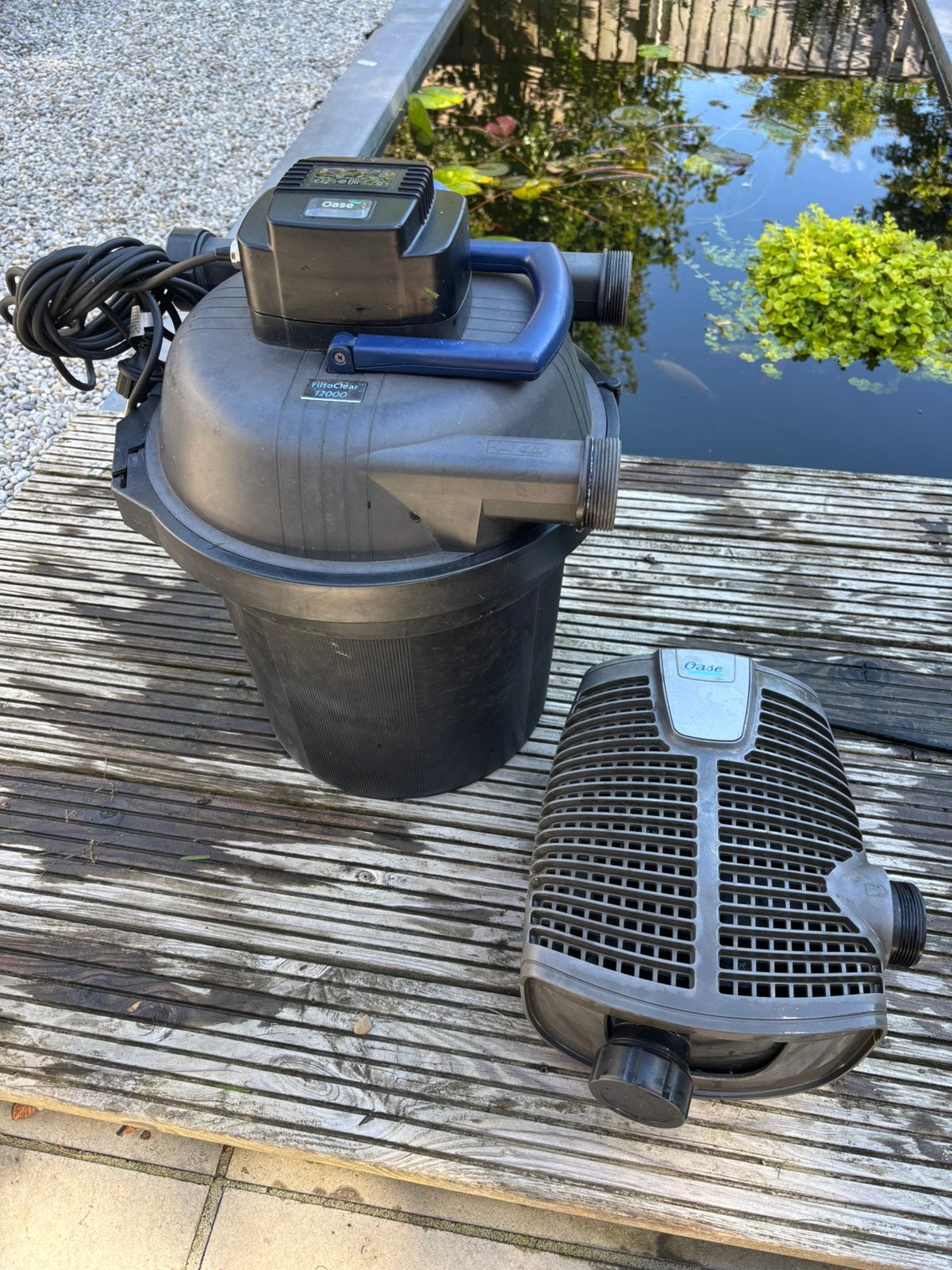 Oase AquaMax Eco 6000 pomp, Oase FiltoClear 12000 filter set, Tuin en Terras, Ophalen, Gebruikt