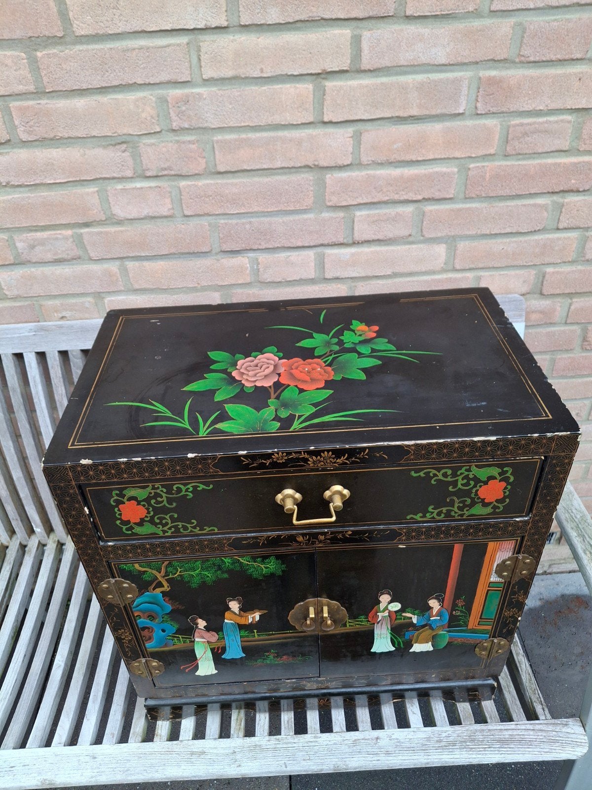 Antieke Chinese Kastje met Lade en Deurtjes, Ophalen