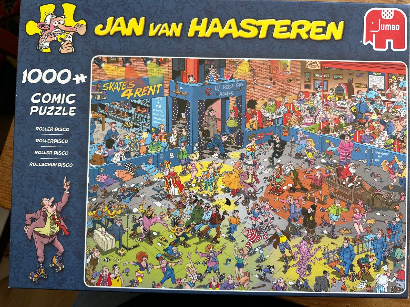 Jan van Haasteren Roller Disco Puzzel 1000 stukjes, Ophalen of Verzenden, 500 t/m 1500 stukjes, Gebruikt, Legpuzzel