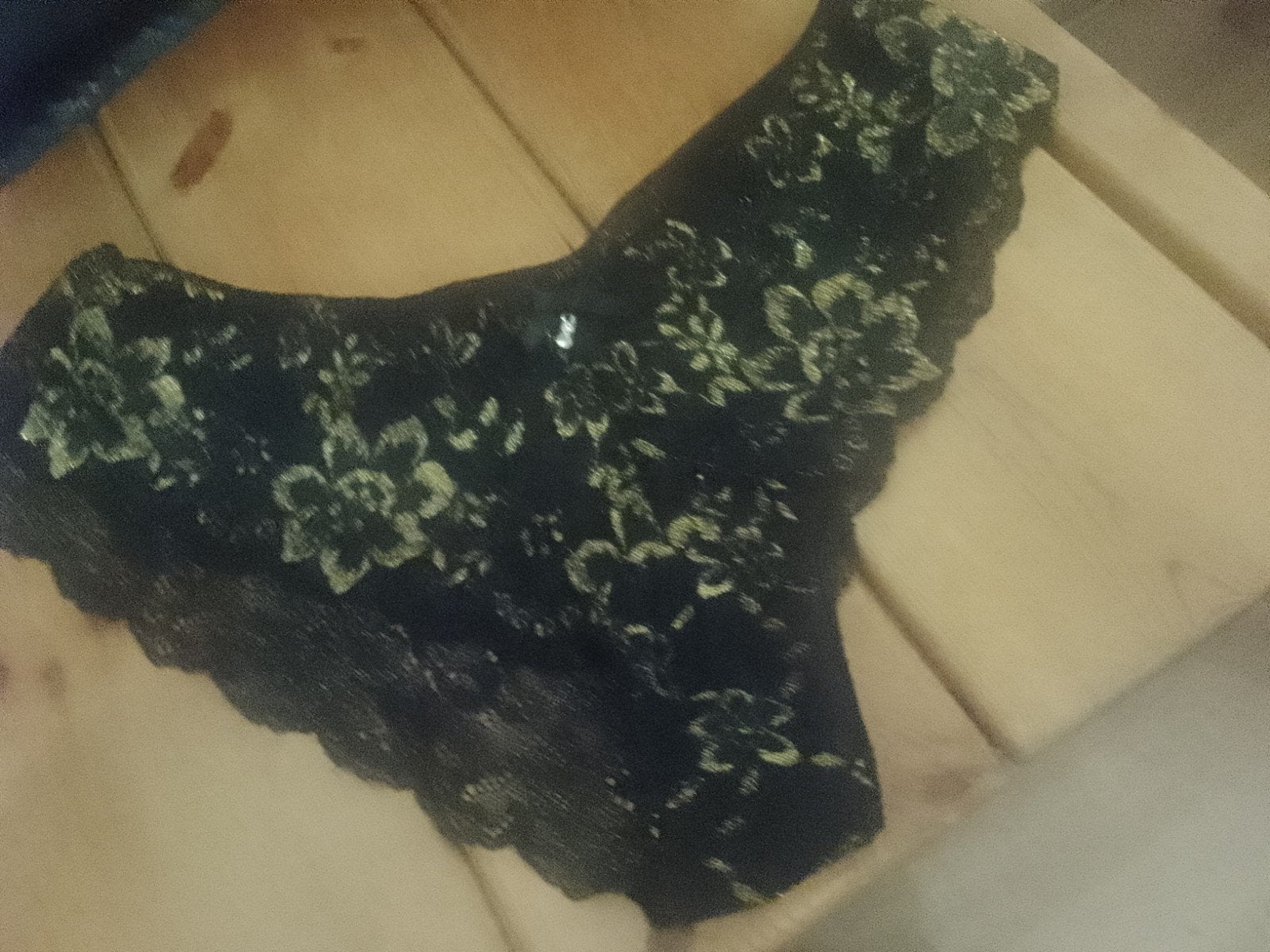 Zwart kanten slip met bloemenpatroon, Ophalen, Zwart, Slip
