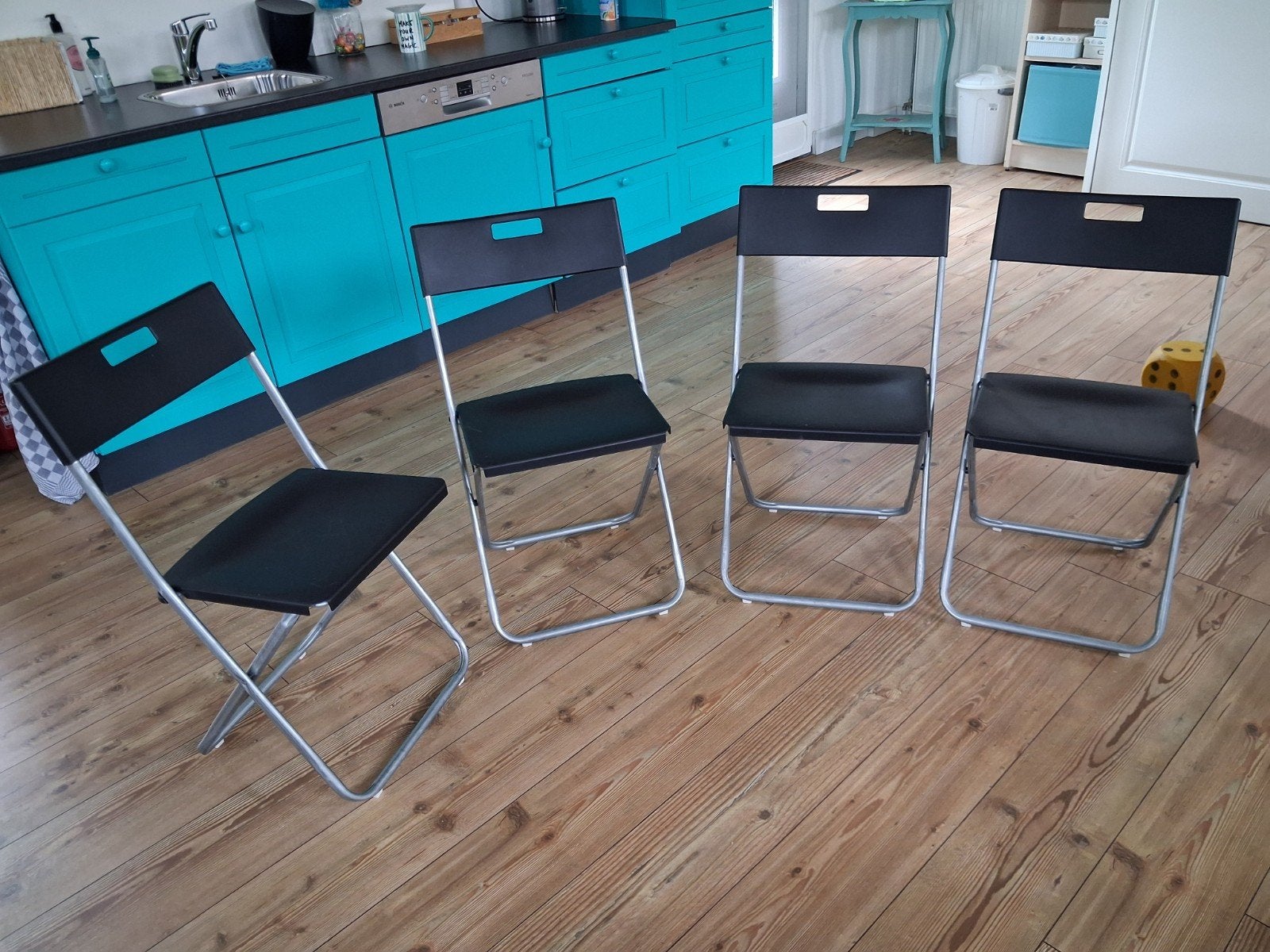 IKEA GUNDE Klapstoelen - Zwart/Zilver (4 stuks), Ophalen of Verzenden