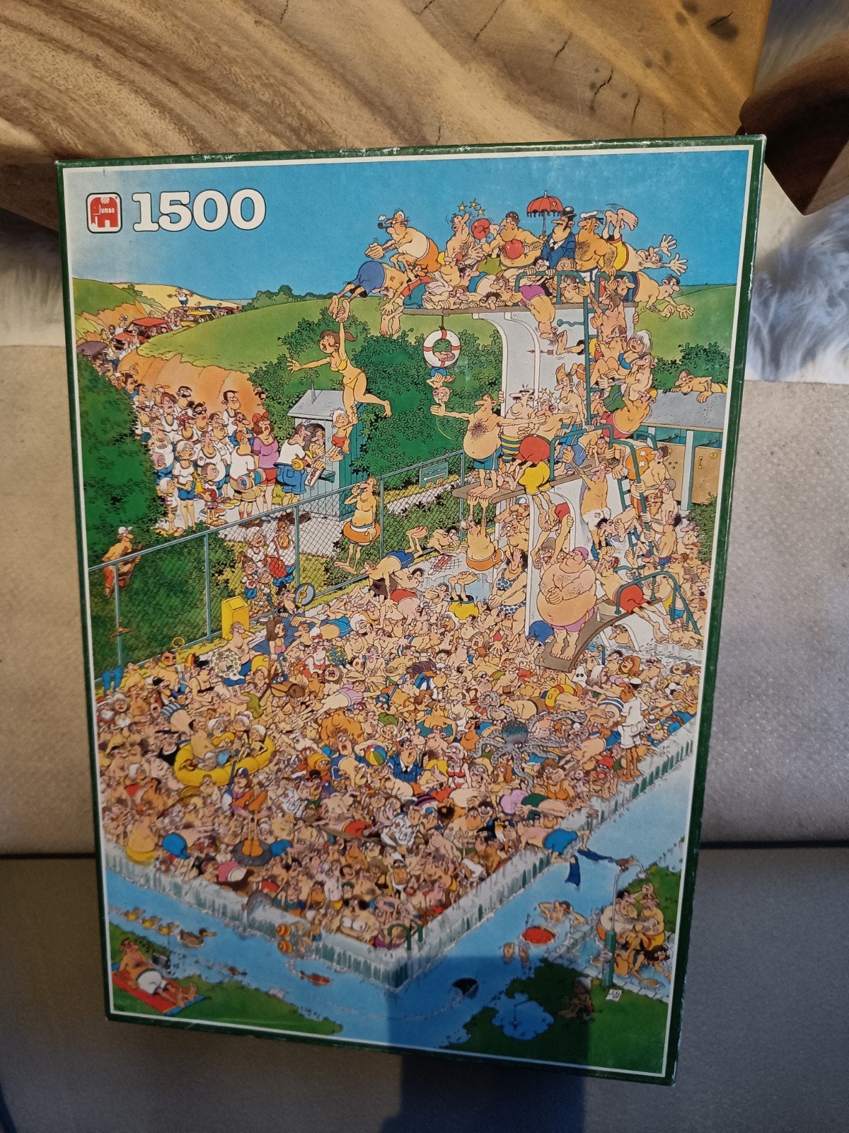 Jan van Haasteren Zwembad Pret 1500 stukjes legpuzzel, Ophalen of Verzenden, 500 t/m 1500 stukjes, Zo goed als nieuw, Legpuzzel