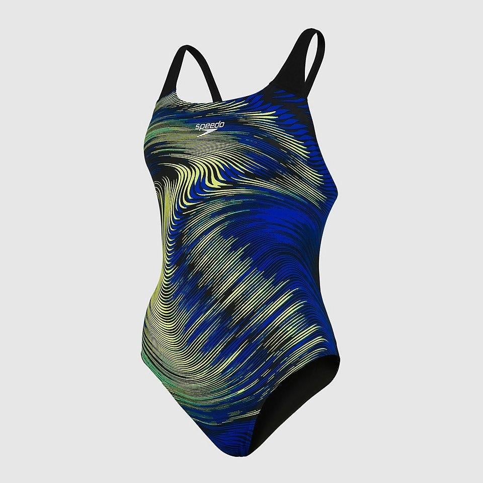 Nieuw Speedo W Placement Powerback Badpak Black Blue, Zwart, Info@allsport-group.com, All Sport NV, Nieuw