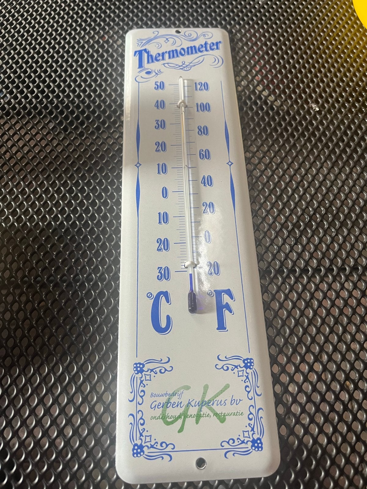 Vintage Emaille Thermometer - Gerben Kuperus bv, Ophalen of Verzenden