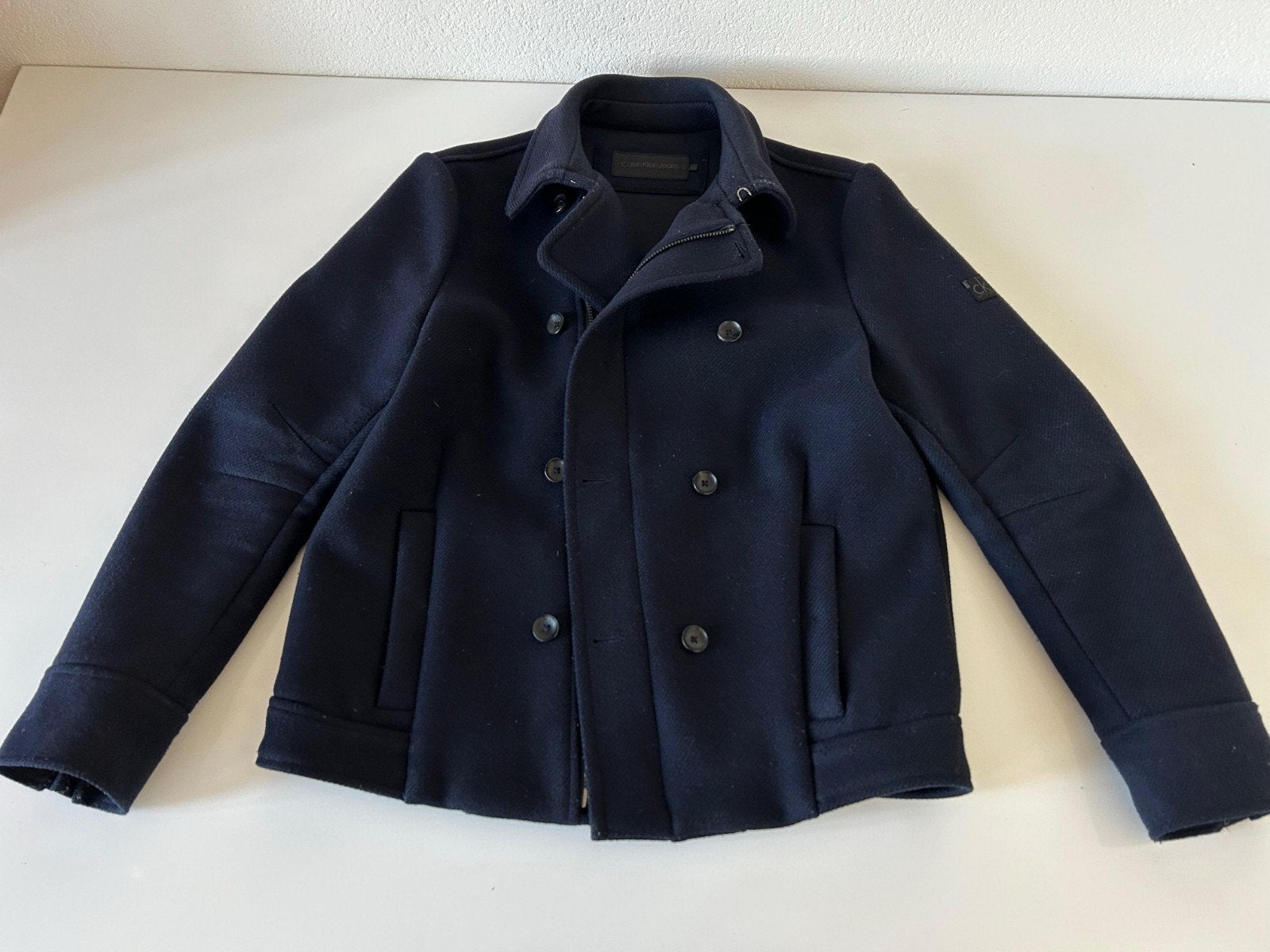Calvin Klein Jeans Peacoat - Donkerblauw, Maat L, Kleding | Heren, Maat 52/54 (L), Gedragen, Calvin Klein Jeans, Verzenden