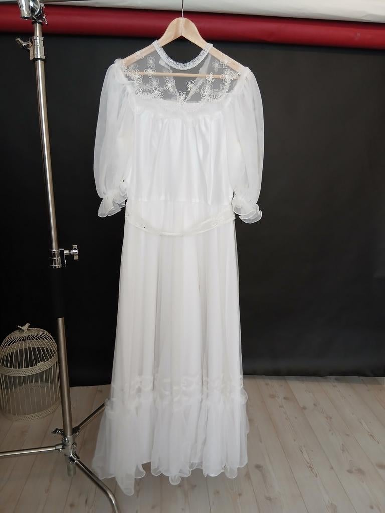 Vintage jurk van creation errulat en vogue 38, Ophalen of Verzenden, Zo goed als nieuw, Wit, Trouwjurk