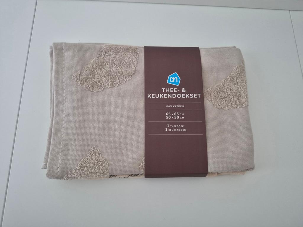 Albert Heijn Thee- & Keukendoekset - 100% Katoen, Huis en Inrichting, Keuken | Keukenbenodigdheden, Beige, Overige typen, Nieuw