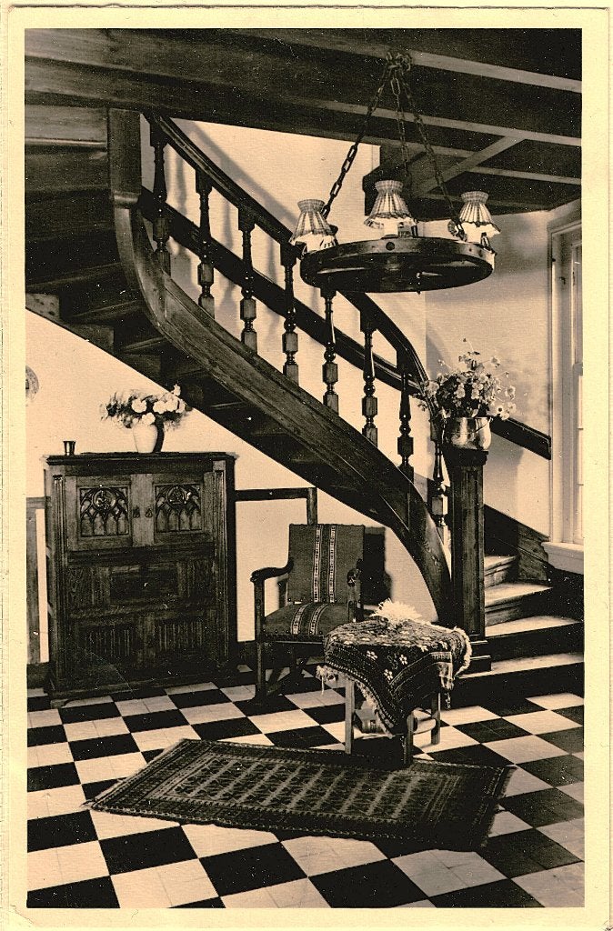 Leersum U, Hal hoofdgebouw Ginkelduin, gelopen 1951, Verzamelen, Ansichtkaarten | Nederland, Verzenden, 1940 tot 1960, Gelopen