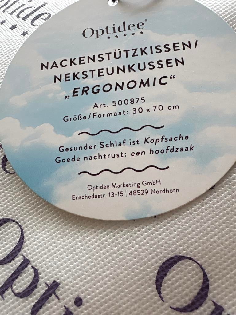 Nieuw Optidee Ergonomic neksteunkussen - optimaal slaapcomfo, Ophalen of Verzenden, Nieuw, Wit