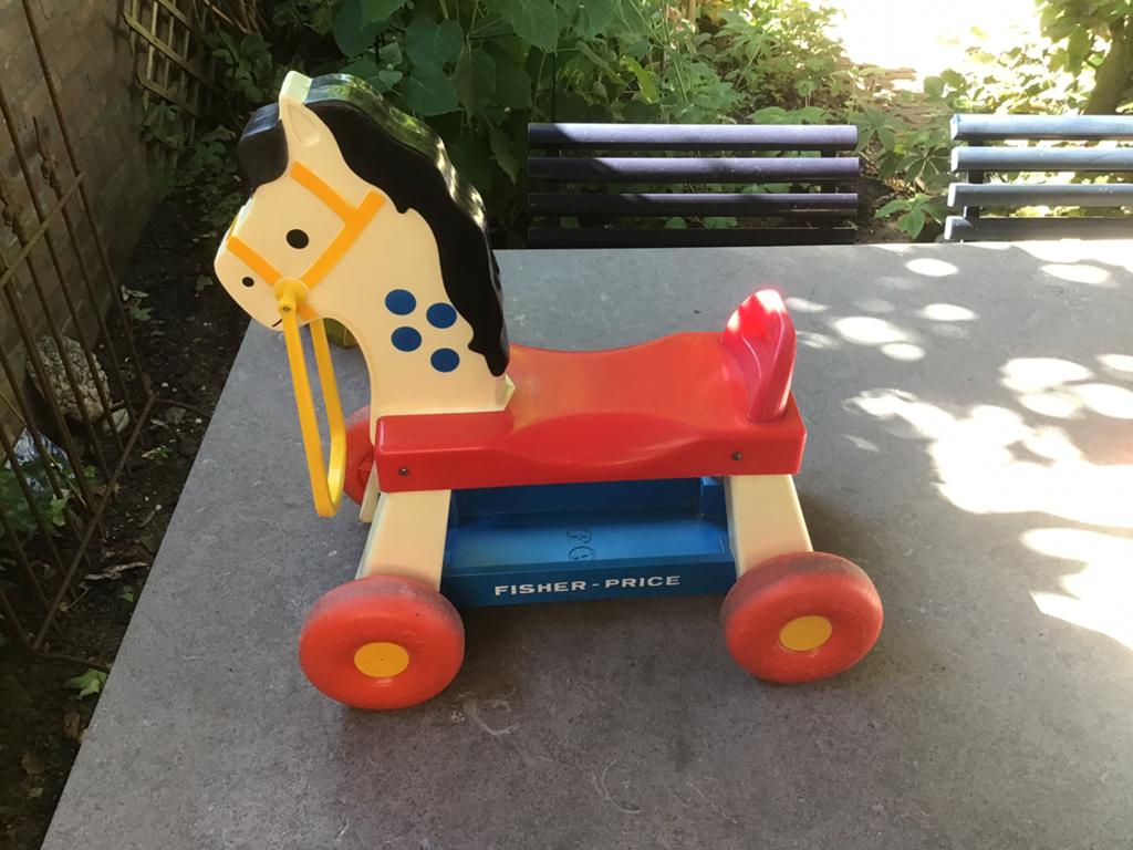 Fisher Price Pony loopauto uit 1976 trekpaard, Ophalen of Verzenden, Gebruikt