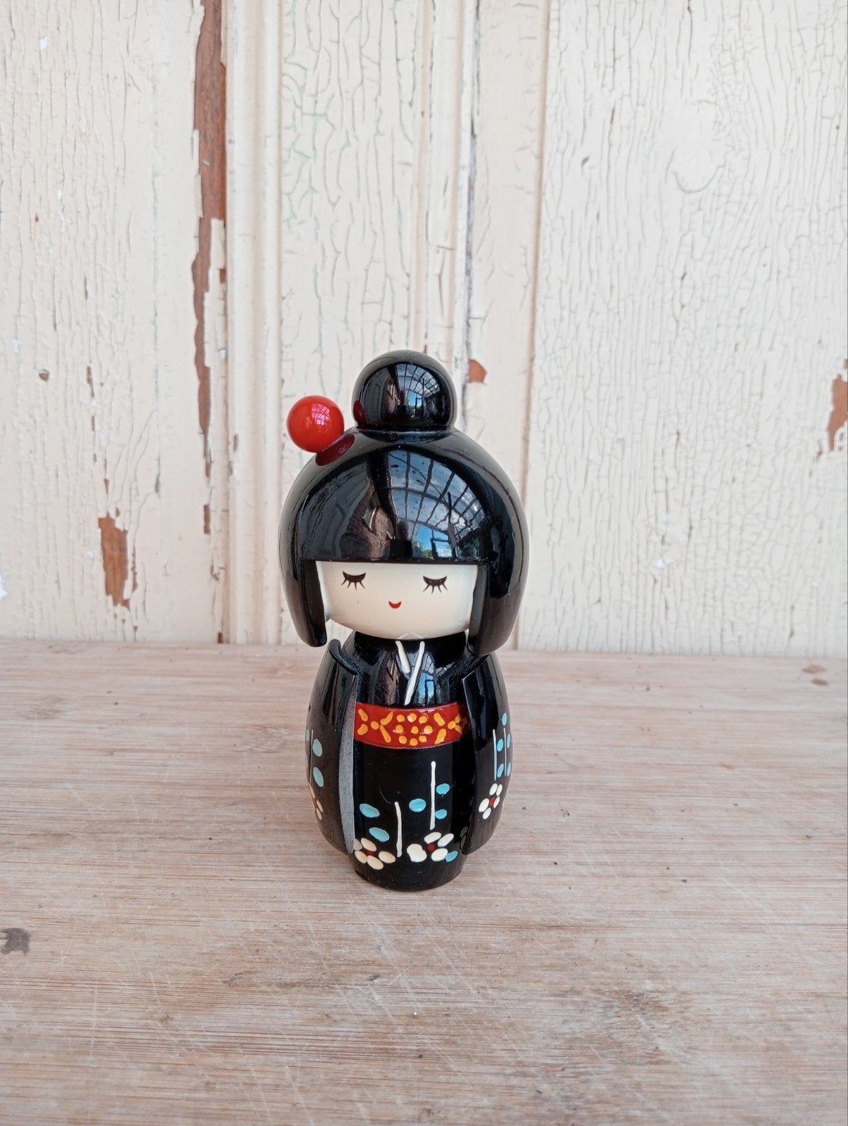 Vintage Japanse Kokeshi pop - Handgeschilderd, Verzamelen, Ophalen of Verzenden, Zo goed als nieuw