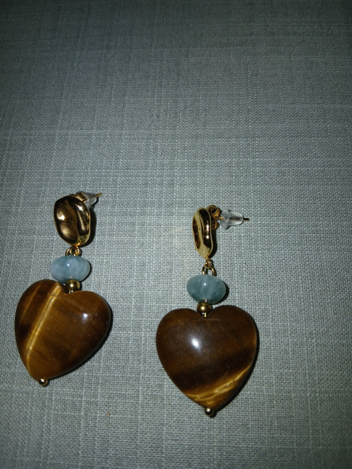Norah Oorbellen Steker met Bruin Gemêleerd Hartje & Jade, Sieraden, Tassen en Uiterlijk, Overige materialen, Bruin, Nieuw, Ophalen of Verzenden