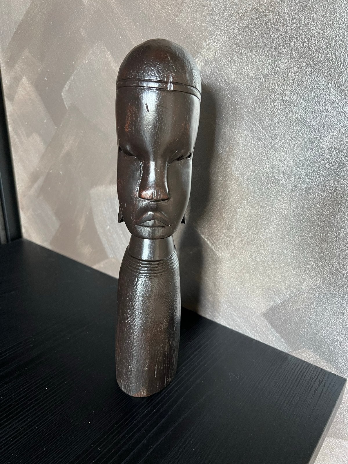 Vintage Afrikaans houten beeld - Buste van een vrouw, Antiek en Kunst, Kunst | Beelden en Houtsnijwerken, Buste, Ophalen of Verzenden