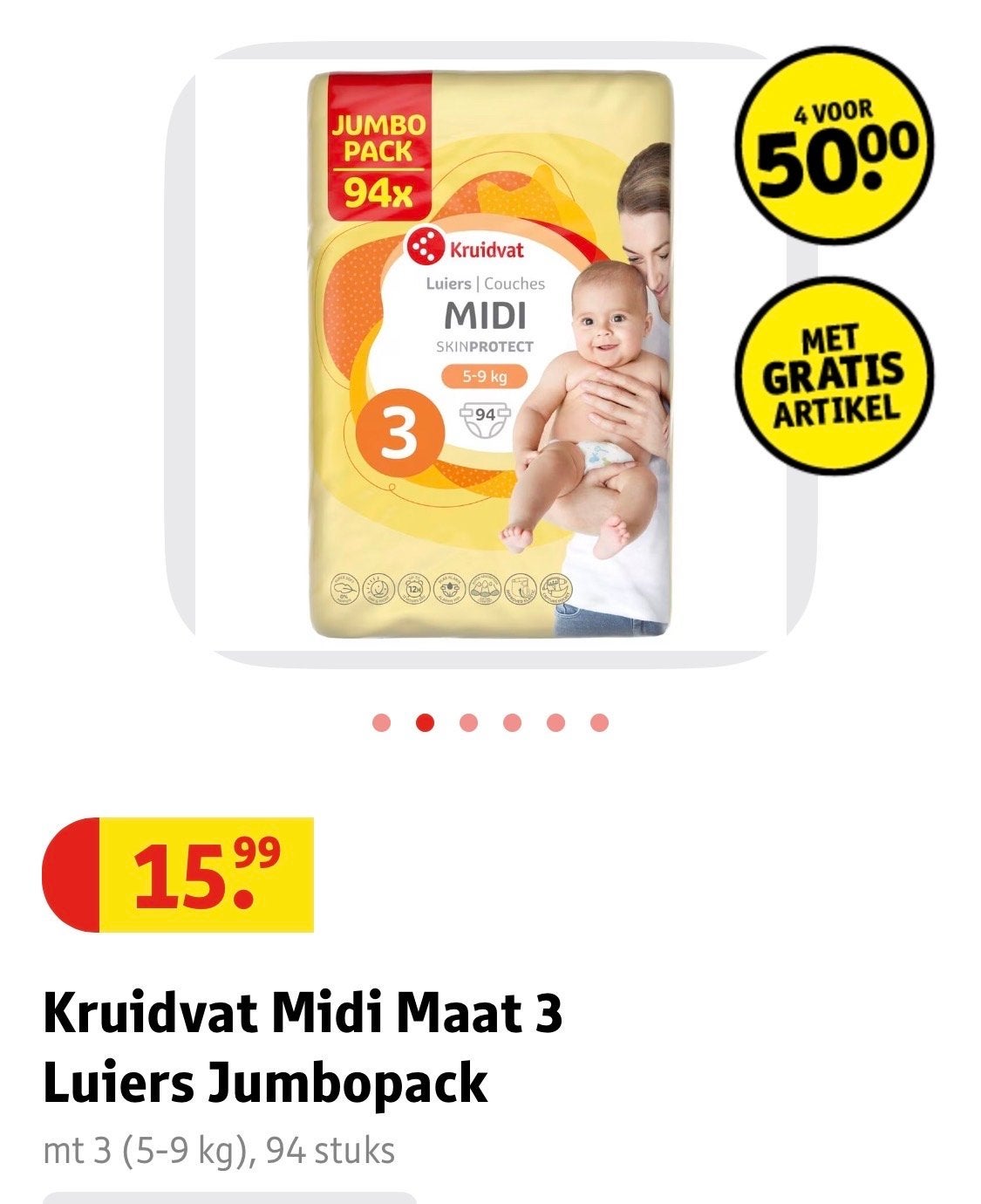 Kruidvat Midi Maat 3 Luiers Jumbopack (paar luiers ontbreken, Ophalen, Gebruikt
