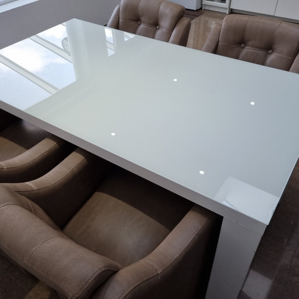 Eetkamertafel met 4 stoelen, Huis en Inrichting, Tafels | Eettafels, Ophalen, Glas, Gebruikt, 50 tot 100 cm