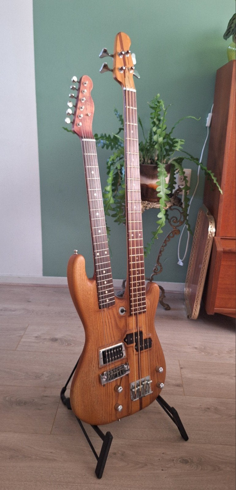 Dubbelhals gitaar basgitaar vintage, Ophalen, Gebruikt, Solid body, Overige merken