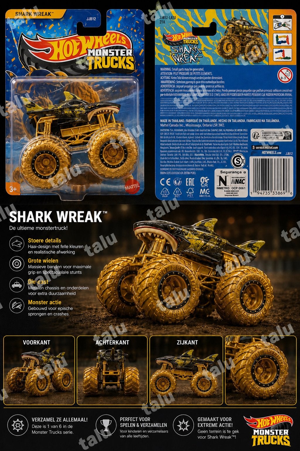Hot Wheels Monster Trucks Shark Wreak Goud, Ophalen of Verzenden, Nieuw