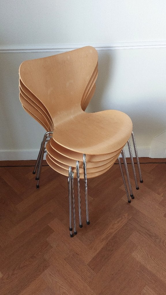 5 stuks Arne Jacobsen vlinderstoel - Fritz Hansen, Ophalen, Gebruikt, Bruin, Design