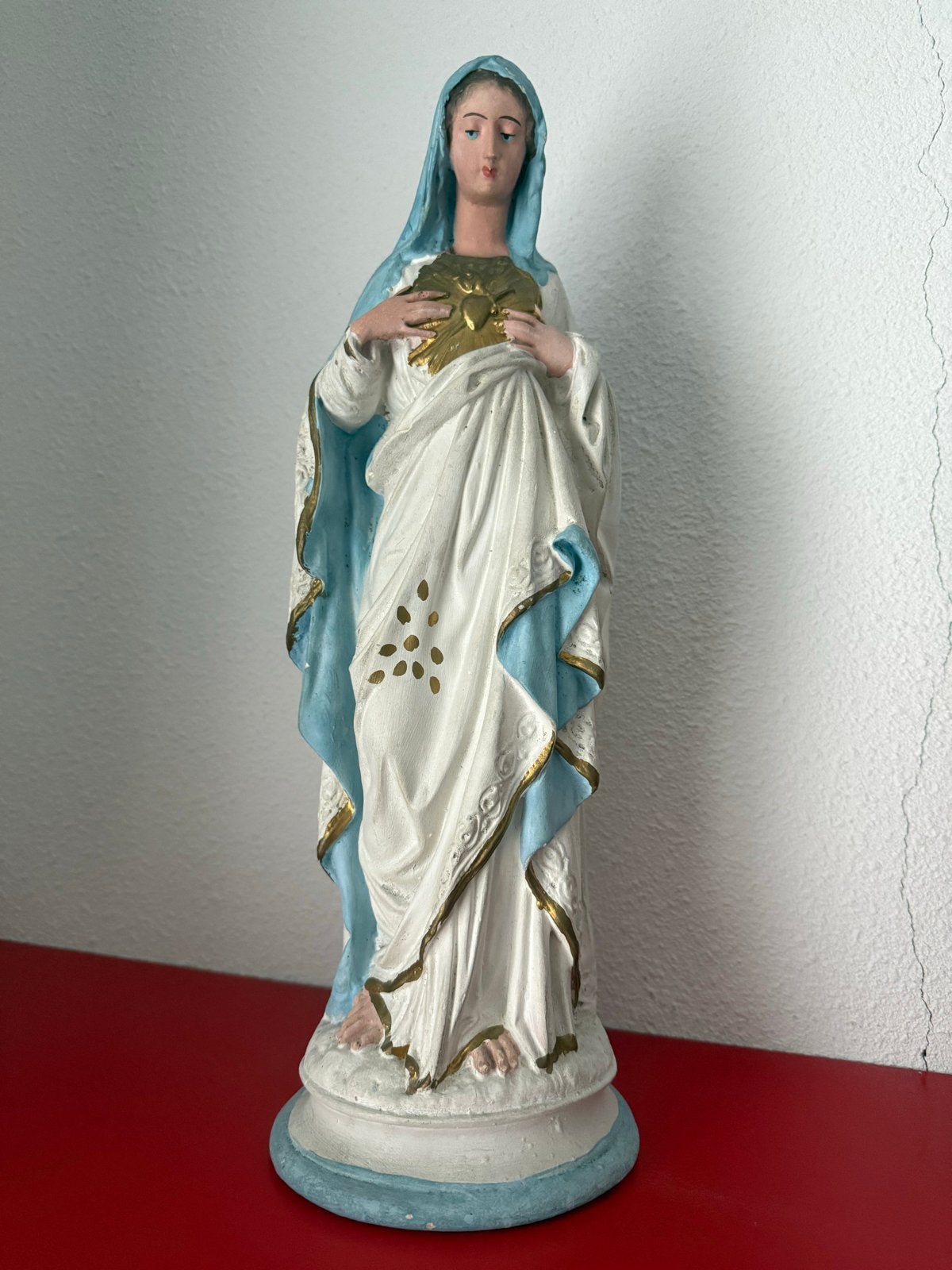 Antiek Mariabeeld Heilig Hart - Frans - 41cm, Ophalen