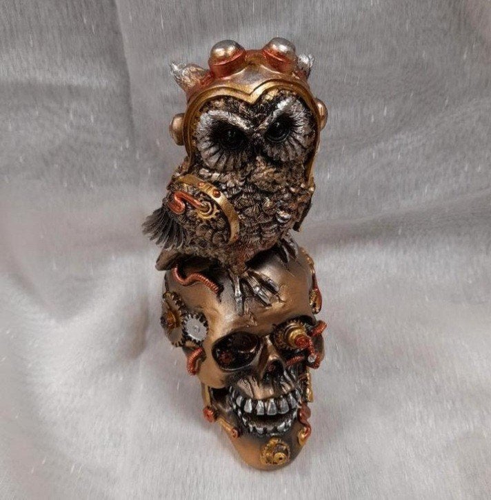 Steampunk skull with uil, Verzamelen, Beelden en Beeldjes, Ophalen, Zo goed als nieuw, Dier