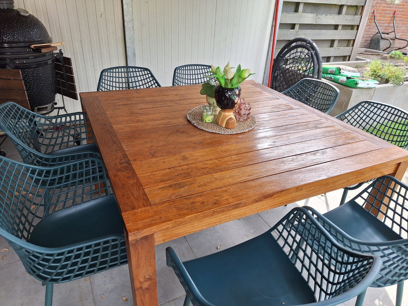 Teakhouten tafel 140x140 cm (net in de olie), Ophalen, Vierkant, Teakhout