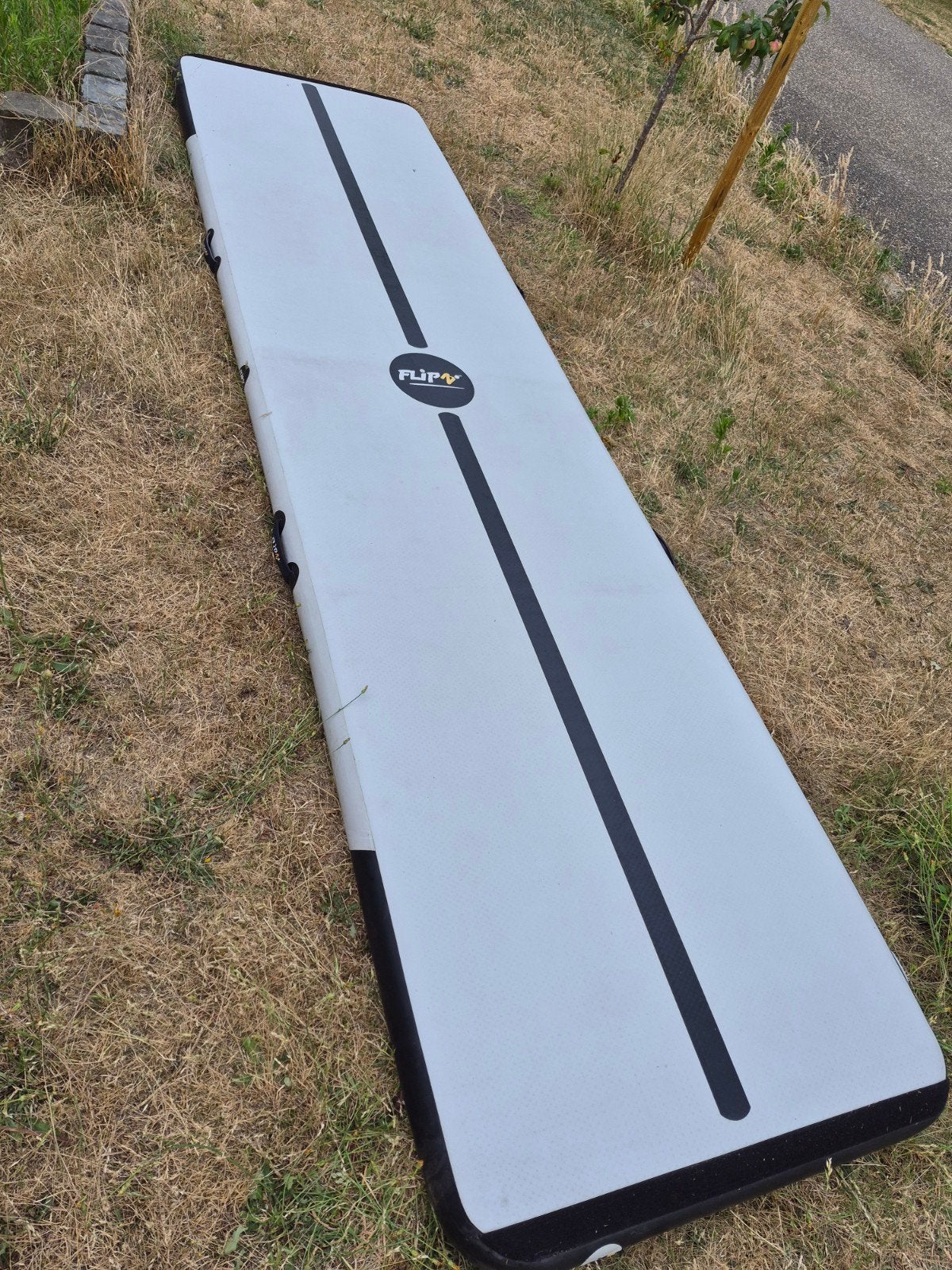 Flipz Airtrack 4m met pomp, zgan, uit te breiden, Ophalen, Zo goed als nieuw, Grijs, Materiaal