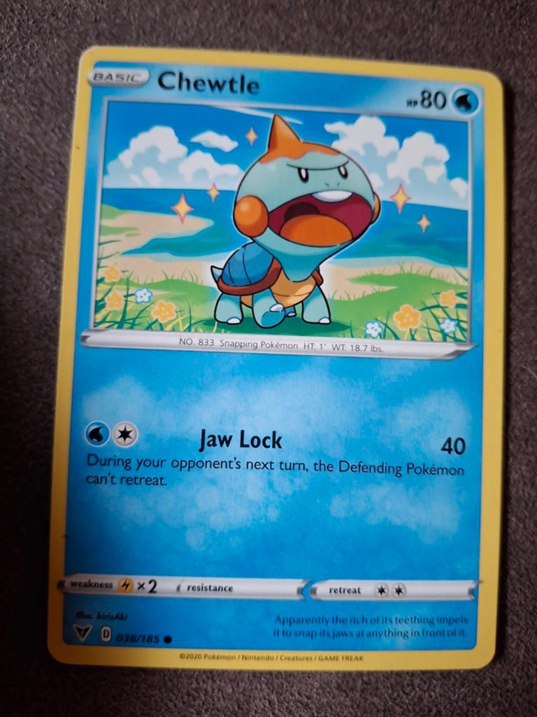 Chewtle Pokémon kaart - Basic - 038/185, Ophalen of Verzenden, Zo goed als nieuw, Losse kaart