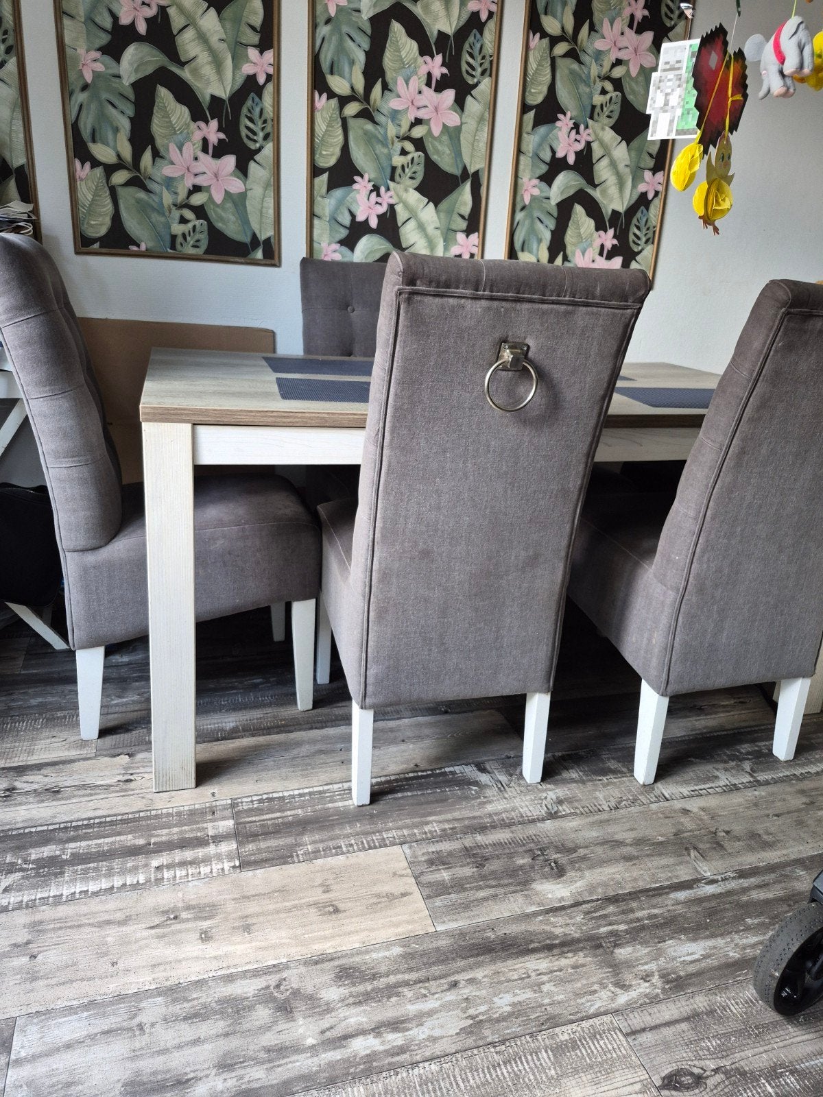 Eettafel met 6 stoelen, eventueel met salontafel, Huis en Inrichting, Tafels | Eettafels, Gebruikt, 50 tot 100 cm, 100 tot 150 cm